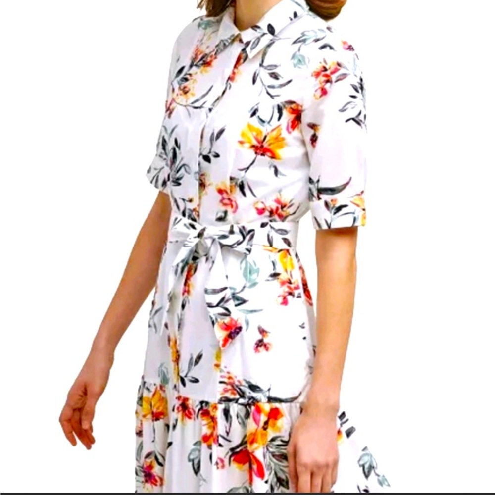 Calvin Klein Floral Sun Dress Timeless Cotton Short Sleeve  Sz 2 NEW - Picture 2 of 6
